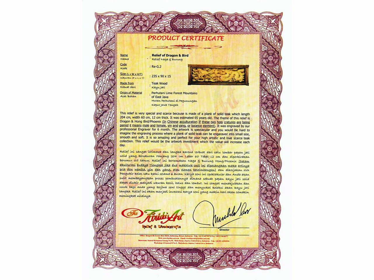 Relief Serial Mitologi Tiongkok 'Naga & Phoenix'